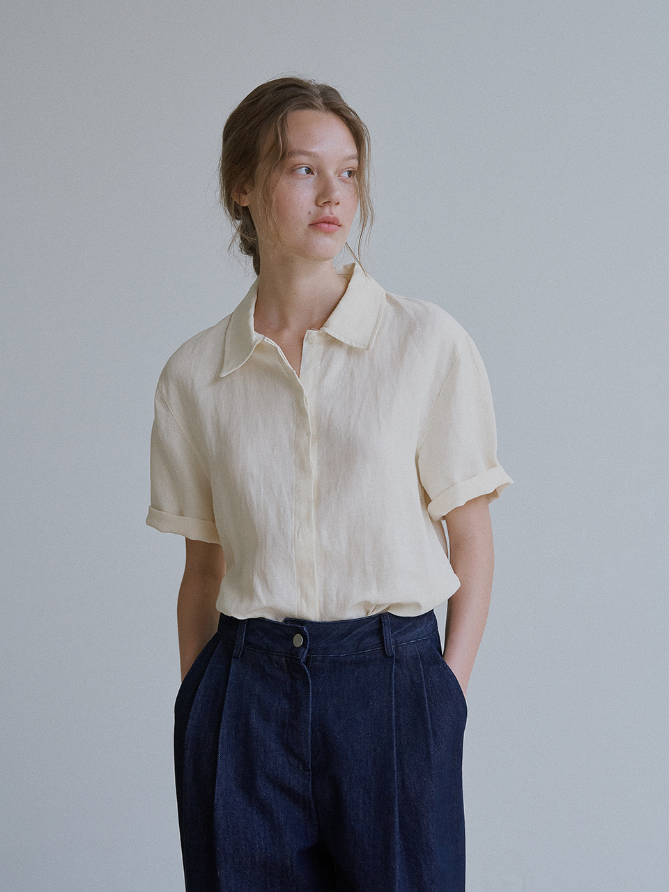 URAGO RE-ORDER /  Madeleine half linen shirt